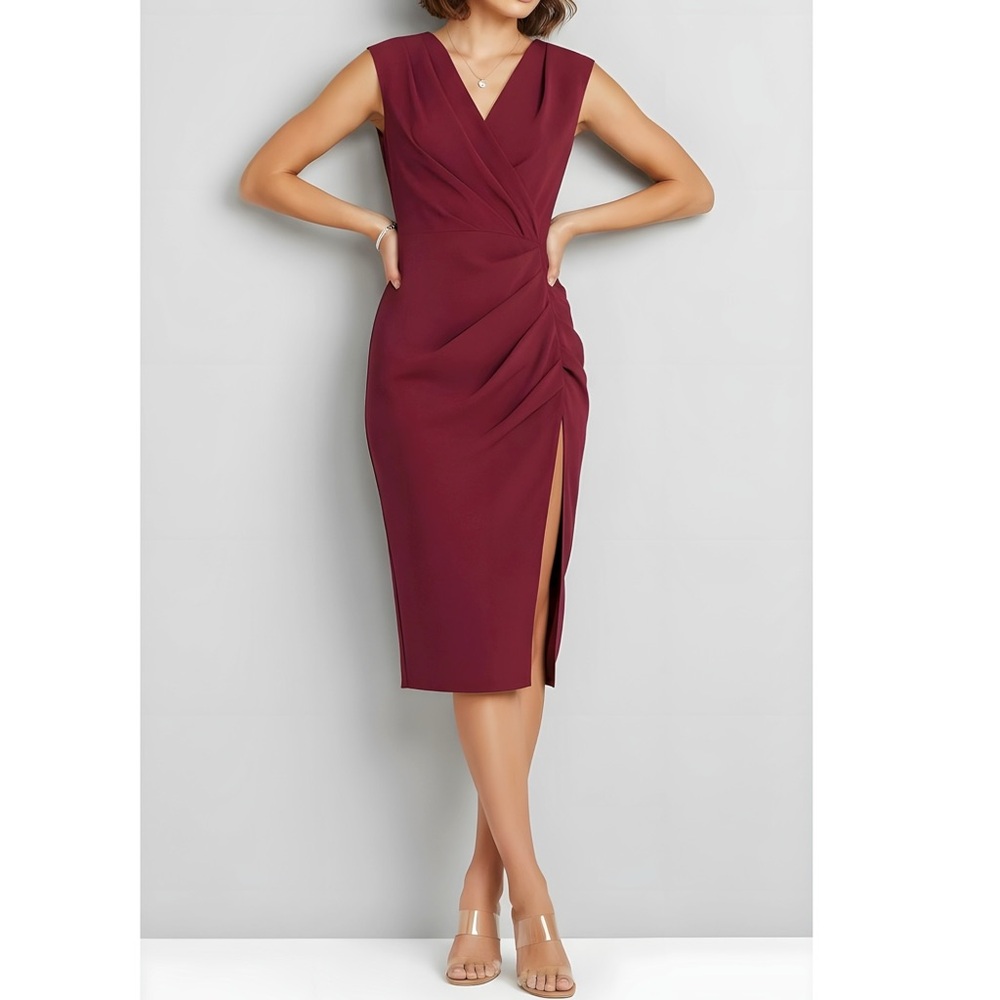 AMANDA UPRICHARD Roma Midi Dress, Malbec, Small